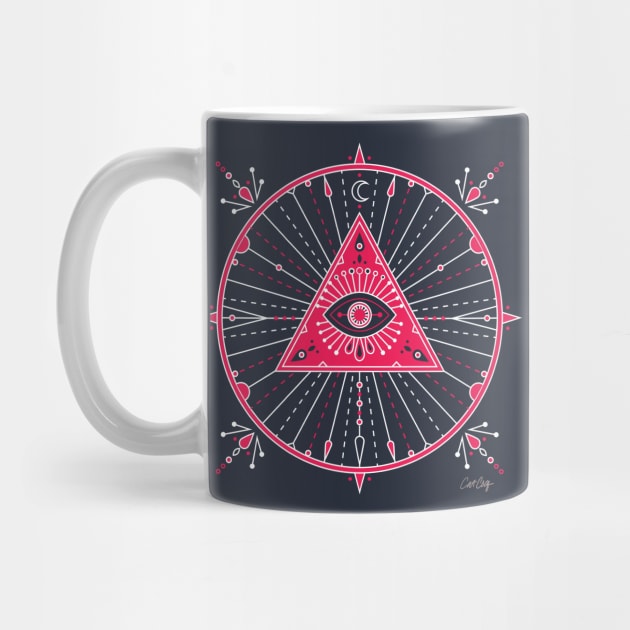 Pink Evil Eye Mandala by CatCoq